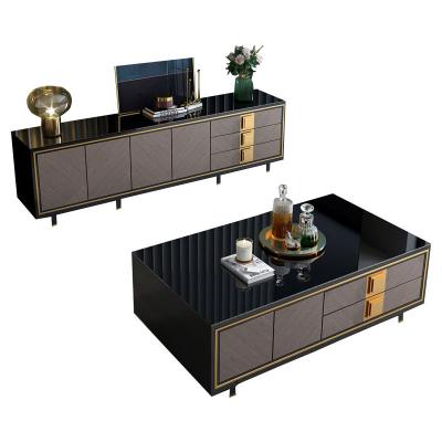 China Modern Living Room Furniture Tv Cabinet And Coffee Table Tall High Rack for sale