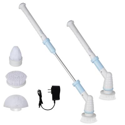 China Factory Supply China Wholesale Stored Electric Cordless Cleaner Cleaning Brush Rotating Scrubber with 3 Replaceable Brushes for sale