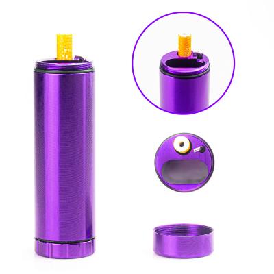 China Transitional Portable Stash Holder with Mini Grinder Lid Upgrade Lid Design|Smell Proof Design for Travel (Cylinder Purple) for sale