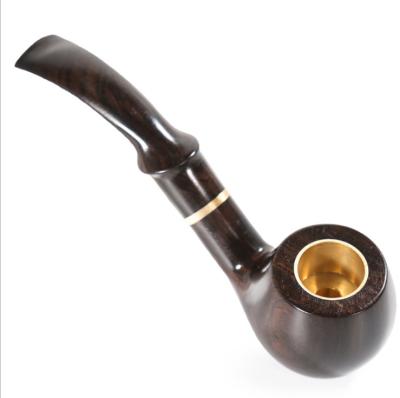 China Vintage Curved Glass Smoking Pipe Classic Handmade Wooden Pipe Ebony Wood Grain Dual Use Filter Large for sale