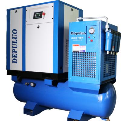 China Lubricated Power Frequency Mobile Inline Screw Air Compressor With Tank And Dryer for sale