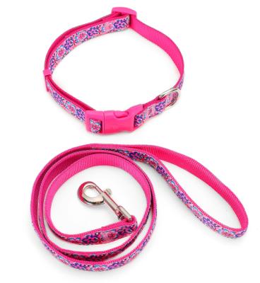 China Soft Fashion Nylon Canvas Needlepoint Tapestry Dog Cat Pet Collar Carrying Cable For Dog Pet Flower for sale