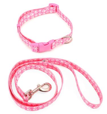 China Soft Fashion Nylon Canvas Needlepoint Tapestry Dog Cat Pet Collar Carrying Cable For Dog Pet Footprint for sale