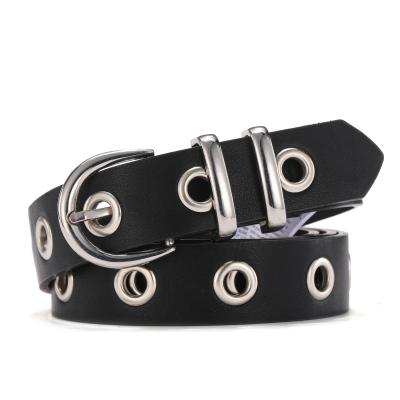 China Soft Metal Punch PU Studded Women Decorate Belt for sale