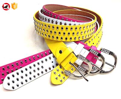 China 2021 fashion fashion women studded PU belt rhinestone belt COLOR for sale