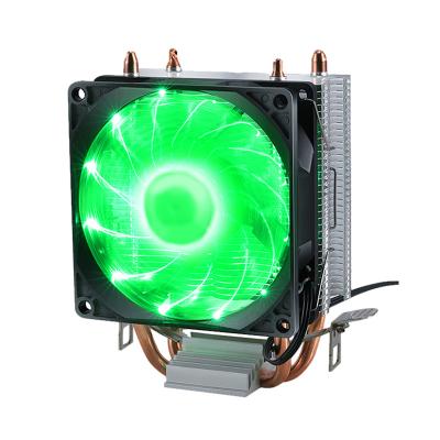 China Quiet Design and Soft LED Light Customization Computer Case LED Air CPU Cooler Fan Heatsink 2 Heat Pipe Cooling 90W TDP for PC Gamer for sale