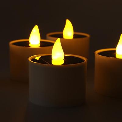 China Garden Flicker Candles Flameless Rechargeable LED Light Solar Candles Light Tea Lamps Bedroom Living Home Bar Decoration Supplies for sale