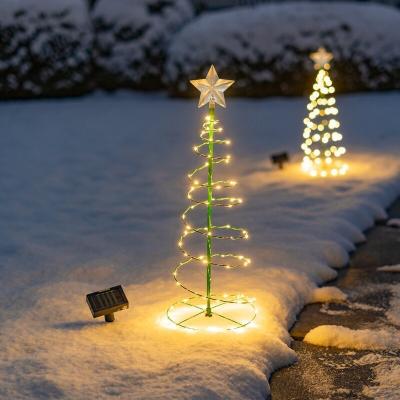 China Garden Solar Outdoor Garden Christmas Tree Light Stand Garden LED Ground Lamp String Waterproof IP65 Star Lantern Decorative Light for sale