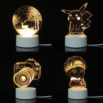 China Minimalist Romantic Love 3D Acrylic Led Lamp for Home Children's Night Light Table Lamp Birthday Party Decor Valentine's Day Bedside Lamp for sale