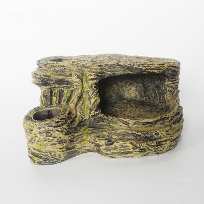 China Viable Resin Basking Mini Greenhouse Landscape Decoration Reptile Multifunctional Tank Platform Island for sale