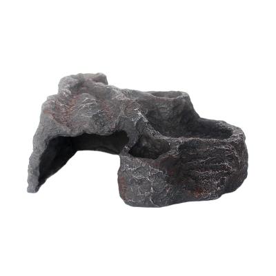 China Viable Artificial Rock Resin Cave Landscape Reptile Habitat Decor Shelter For Mini Tank Greenhouse for sale