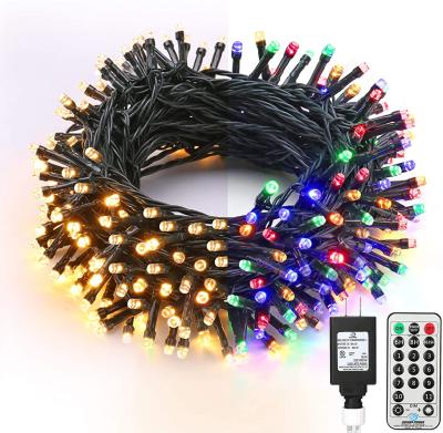 China Commercial Warm White Use 200LED 300 LED 11-Function And Multi Color LED Christmas Tree String Lights Dimmable With Remote For Xmas Tree Party for sale