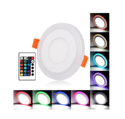 China Modern Double Color LED Ceiling Light 6W 9W 16W 24W RGB Recessed Ceiling Lamp Round Square Panel Spot Downlight Light for sale