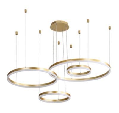 China Modern Led Chandelier Rings Home Lighting Brushed Ceiling Mounted Chandelier Lighting Hanging Lamp Gold&Coffee Color for sale