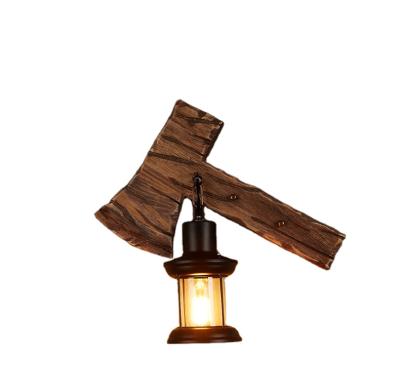 China Shelf Wall Industrial Natural Wood Carved Square Wall Mounted Lamp Light for sale