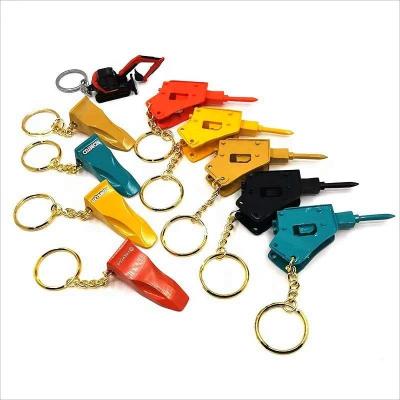 China Custom Digging Excavator Hammer Metal Keychains Excavador Llavero Promotion Gift Key Chain/Excavator Hammer Keychain /Excavator Parts Key Rings for sale