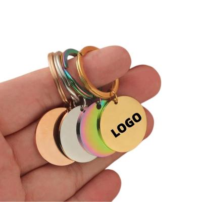 China Promotion Gift Key Chain Custom White Logo Metal Souvenir Round Stainless Steel Pet ID Tags Laser Engraving llavero Keychain Pet Tags Key Chain for sale