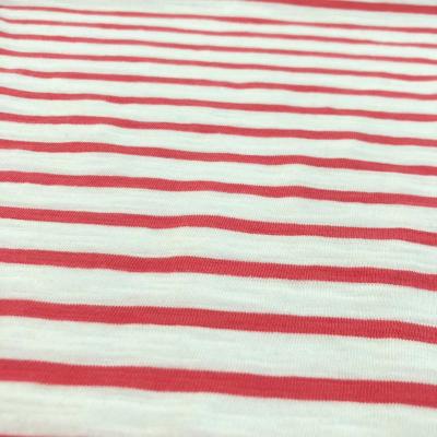 China Sustainable high quality 100% cotton roving stripe jersey fabric knitted fabric for clothes for sale