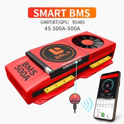 China High Current 300A 400A 500A Daly Smart 4S 12V Lifepo4 BMS UART BT Toys with Fan for sale