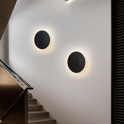 China Modern simple circular led wall lamps 10W three-color bedroom corridor staircase wall background modern rectangular touch wall for sale