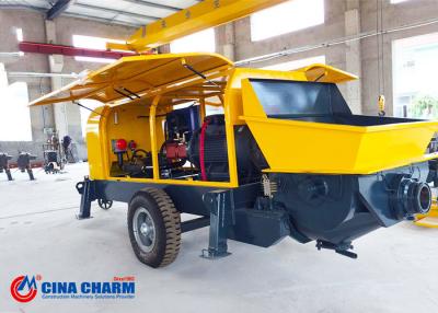 China Small Electric Trailer Mounted Concrete Pump Portable HBTS50 - 12 - 55 Model for sale