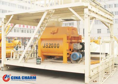 China Forced Twin Shaft Concrete Mixer Machine JS2000 Model 100 - 120 M3 / H Theory Productivity for sale