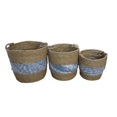 China Viable Plant Plankton Rope Natural Fiber Storage Basket Flower Basket Handmade Flower Pot for sale