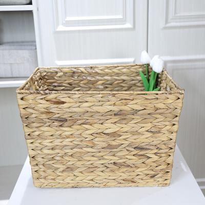 China Wholesale Viable Natural Material Rectangular Water Hyacinth Sea Grass Basket for sale