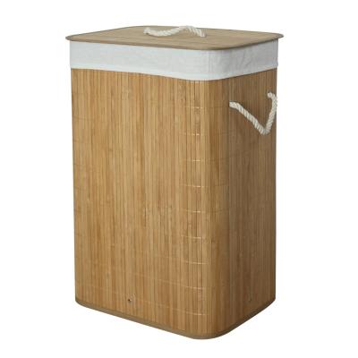 China Eco-friendly Durable Natural Bamboo Laundry Basket Folding Laundry Basket Clothes Organizers for sale