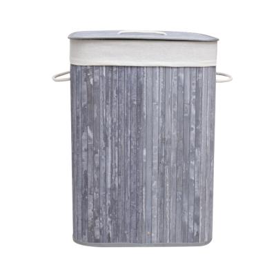 China New Fashion Gray White Folding Folable Laundry Basket Dirty Laundry Basket Bamboo Laundry Hamper With Lid for sale