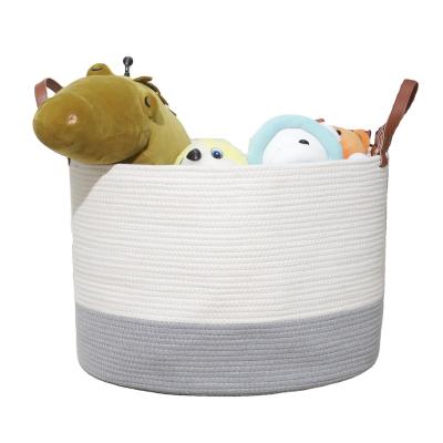 China Wholesale Gray Woven Large Cotton Rope Folding Basket Storage for sale