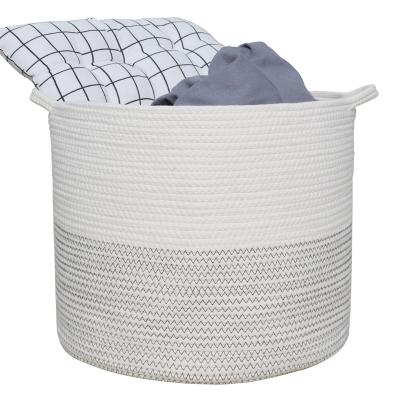 China Sustainable Extra Large Decorative Clothes Hamper Large Basket Cotton Rope Basket for sale