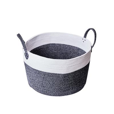 China Eco-friendly Durable Basket Woven Cotton Rope Baby Laundry Baskets Extra Large Storage Baskets With Handle For Diaper for sale