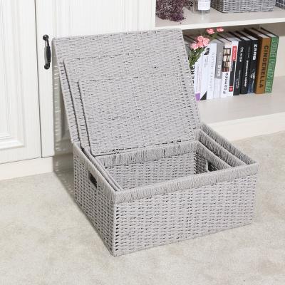 China Sustainable Household Furniture Decor Home Paper Rope Storage Drawer Organizer for sale