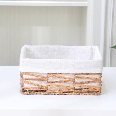 China Eco-friendly durable colorful laundry handmade plastic pp woven basket beach straw basket for home for sale