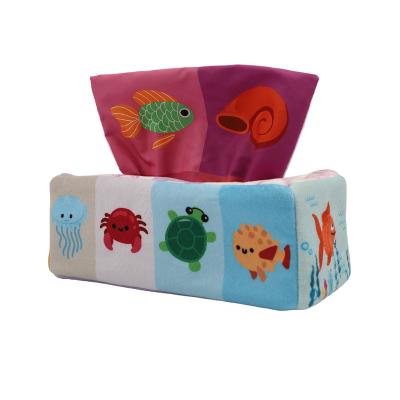 China Baby Tissue FLASHING Box Soft Stuffed High Sensory Toys Learning Educational Toys For Children for sale