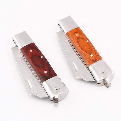 China Screw Release Mini Folding Pocket Knife Collection Outdoor Knife With Wooden Handle for sale