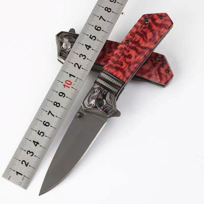 China Screw Release Stainless Steel Folding Knife EDC Camping Pocket Knife With Wooden Handle for sale