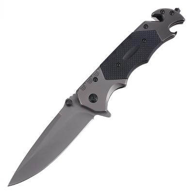 China Screw Release G10 Handle Folding Pocket Survival Knife With Glass Breaker And Belt Cutter for sale