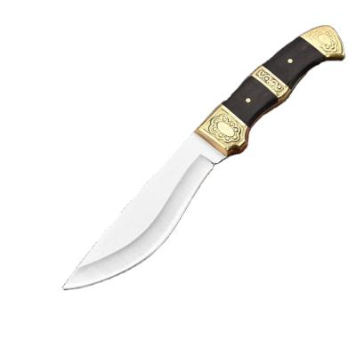 China Non-variable Wood Handle Blade Knife Hunting Survival Fixed Knife With Knife Sheath for sale