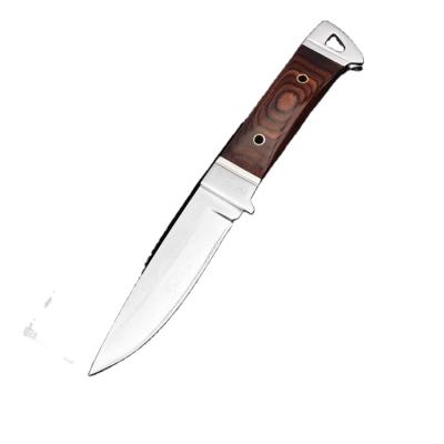 China Hot Selling Non-variable Wooden Handle K90 Blade Hunting Survival Fixed Knife With Nylon Sheath for sale