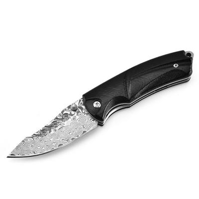 China Camping Knife Hot Sell Real Damascus Steel Pocket Folding Knife With Wood Handle for sale