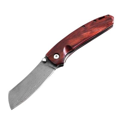 China Screw LOW MOQ Damascus Steel Multifunctional Folding Camping Pocket Knife Release for sale