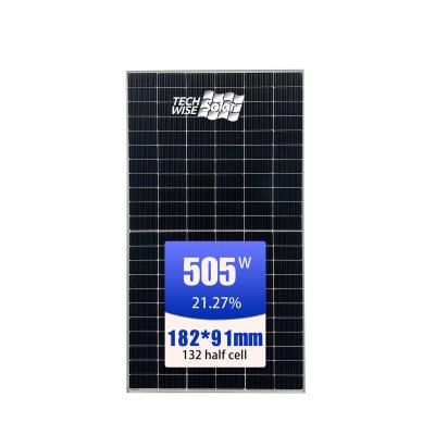 China Techwise 182mmx182mm Mono Photovoltaic Panels 480W 485W 490W 495W 500W 505W Mono Crystalline Commercial Solar Panels for sale