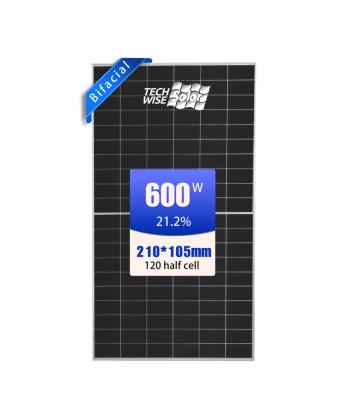 China Latest Techwise Solar Panel 12BB Solar Product Monocrystalline Solar Module 600W 210mm for sale