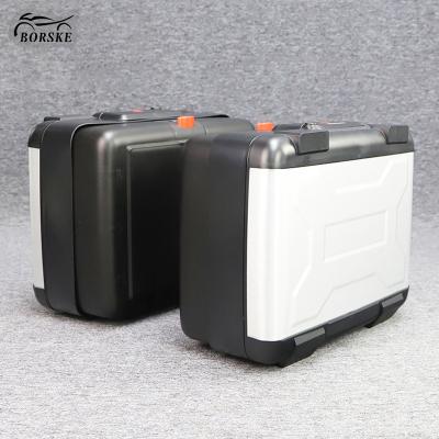 China Hot Selling Universal Aluminum Side Trunk Storage Aluminum Side Trunk Motorcycle Luggage System 28-38L Motorcycle Box Saddle Box Parts for sale