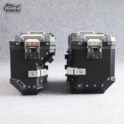 China Motorcycle Luggage System Sale 45L 38L Box Motorcycle Saddle Box Motorcycle Side Case Popular Aluminum Saddlebag Bags Accessories for sale