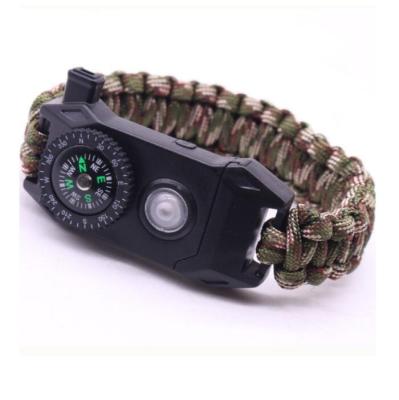 China LED Paracord Bracelet, Survival Gear Tactical Kit 6 IN 1 LED Compass SOS Emergency Function Flashlight Paracord Wristband Survival Paracord Bracelet for sale