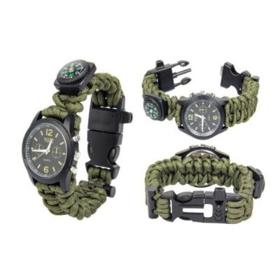 China Survival Watch 6 in 1 Multifunction Men's Camping Wrist Watch Survival Sport Military Emergency Watch with Compass Whistle for sale