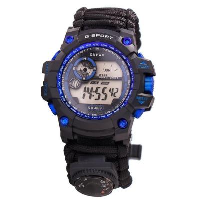 China Survival Watch 7 in 1 Survival Multifunctional Luminous Adjustable Watch Strap Waterproof Watch with Compass Whistle Thermometer for sale